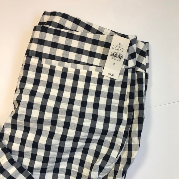 LOFT Black White Gingham Julie Cropped Ankle Pants - Picture 4 of 6